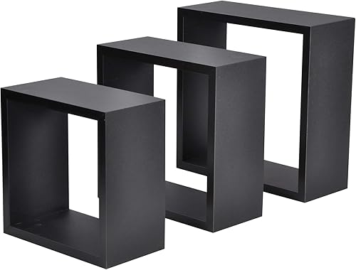 Homéa, Set de 3 Cubes Gigognes MDF 23/26,5/30 cm Noir - Nail Gallerys