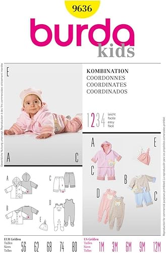 Burda B9636 Patron de Couture Coordonnés 19 x 13 cm, 56-80 - Nail Gallerys