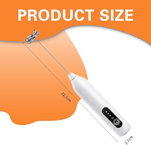 tiyiyok Mousseur à Lait Électrique USB Rechargeable, Mousseur à Lait en Acier Inoxydable Multifonction pour Café, Cappuccino, Latte, Mini Fouet Électrique Compact avec Triplé Vitesse (Blanc) - Nail Gallerys