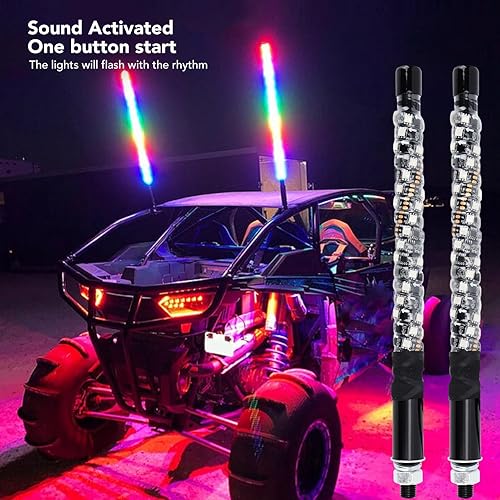 Fouets Lumineux à LED de 0,3 M, étanche IP67 avec Télécommande, 300 Motifs, 366 Modes, 32 luminosité, 10 Vitesses, Fouets Lumineux en Spirale RVB - Nail Gallerys