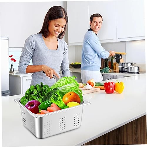 Bol de Lavage en Acier Inoxydable, cuve à Vaisselle Polyvalente avec Trous de Drain, Grand récipient carré pour Cuisine, Bassin de Lavage de légumes, Vaisselle Robuste pour la Maison - Nail Gallerys