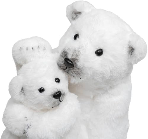 FEERIC CHRISTMAS - Décoration de Noel Ours et Son bébé H 28 cm sous Son Manteau Blanc - Nail Gallerys