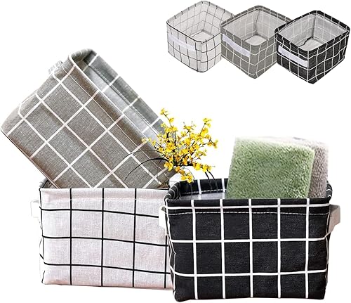 Tohrugue Lot de 6 Mini Paniers de Rangement,Petit Panier Rangement Tissu Lin,Boite Rangement Tissu pour Tiroir,Jouets,Maquillage,Salle de Bain - Nail Gallerys