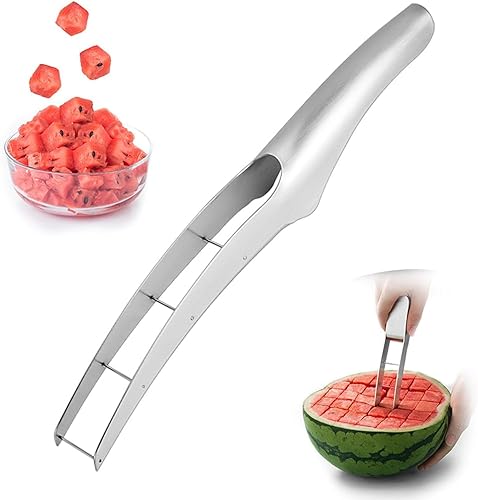 Couteau à Pastèque,Coupe Pasteque,Coupeur de Fruits en Acier Inoxydable,Outil de Coupe de Pastèque,Cube de Pastèque en Acier Inoxydable Coupe,Coupe Tranche Pastèque,Découpe Pasteque pour Melon,Papaye - Nail Gallerys