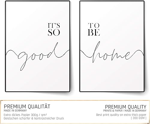 canvea Lot de posters de qualité supérieure - It's So Good To Be It's So Good To Be Home - Décoration élégante pour salon, chambre à coucher - Sans cadre (Good to be Home I, A3) - Nail Gallerys