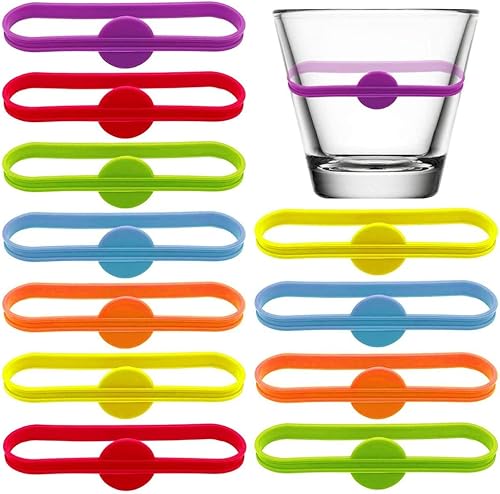 Marqueur De Verre À Vin en Silicone 6/12/24/36 Identificateurs De Verre À Vin Marqueurs De Boissons Étiquettes D'identification pour Verre À Vin Marque-Verres pour Fêtes Bar Dîner - Nail Gallerys