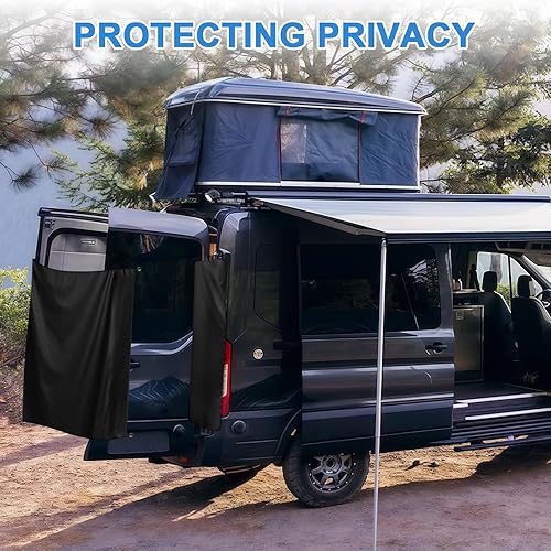 Rideau de Douche Réglable pour Porte Arrière avec Crochets Magnétiques et Écrans de Confidentialité Latéraux pour Mercedes Sprinter, Fiat Ducato et Ford Transit, 215 X 145 cm Brise-Vue Double Couche - Nail Gallerys