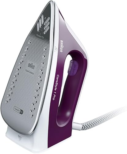 Braun CareStyle 1 Pro IS1514 VI Fer à vapeur avec technologie FreeGlide 3D Vapeur verticale Fonction anti-goutte Réservoir d'eau 1,7 l 6 bar 120 g/min 2200 W Violet - Nail Gallerys