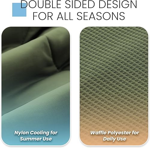 Deodar Couverture rafraîchissante Couverture d'été Grille gaufrée Double Face+Soie de Glace 2-en-1 Couverture légère Auto-refroidissante pour Le Sommeil Vert220x240 - Nail Gallerys