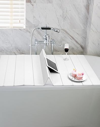 QWORK® Etagère de Bain Pliable Planche de Bain en PVC Blanc pour Salle de Bain et Spa - 170 x 75 cm x 0,7 cm - Nail Gallerys