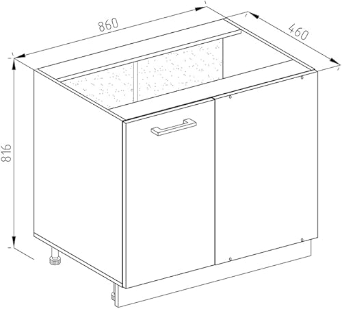 Vicco Meuble d'angle R-Line, Chêne de Force doré/Anthracite, 86 cm J-Shape, sans Plan de Travail - Nail Gallerys