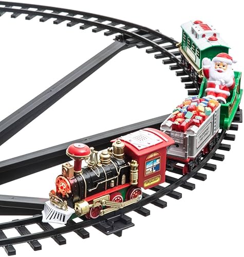 Feeric Lights et Christmas - Train de noël électrique Sapin 23 pièces Musical 1 LED à Piles - Nail Gallerys