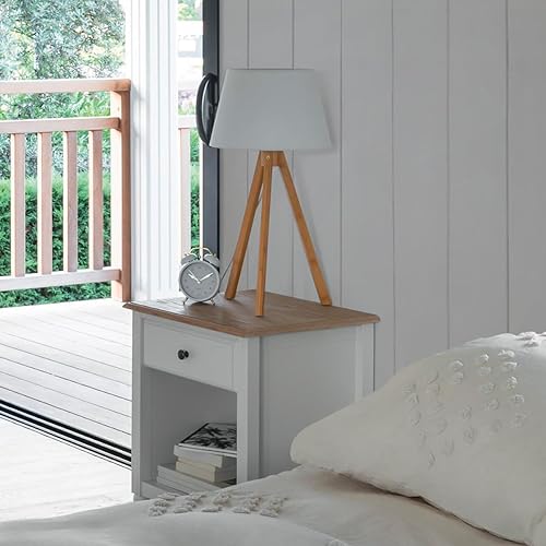 Atmosphera - Table de Chevet Solen - Blanc et Bois - Nail Gallerys