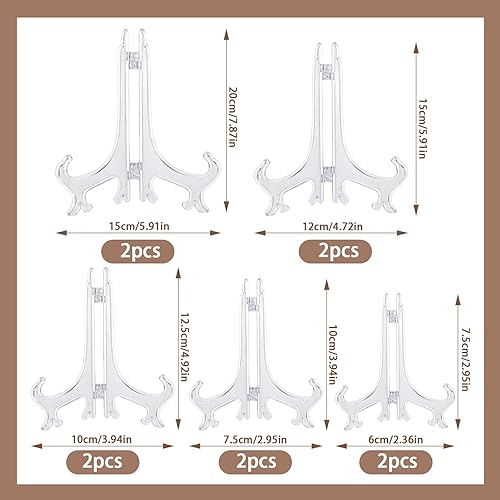 KHDULQ 10 Pièces Support Assiette Decorative,Petit Chevalet de Table Porte Plat Pliable Support Photo Porte Assiette Décoratif Support Cadre Photo Cadre Vinyle 5 Tailles 3 In/4 In/5 In/6 In/8 In - Nail Gallerys