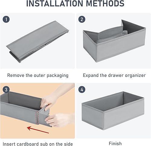 DIMJ Lot de 12 organiseurs de tiroirs, pliables pour vêtements de bébé, pantalons, chaussettes pour enfants, gris clair - Nail Gallerys