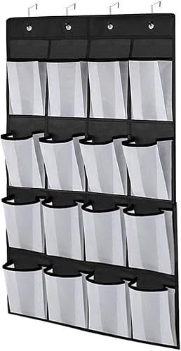 Organisateur De Chaussures Sur-porte - Organisateur De Chaussures Suspendu, Porte-chaussures À La Porte | 16 Grands À Chaussures De Poche Sur La Porte Avec 4 Crochets Forts En Métal, Pochette De Range - Nail Gallerys