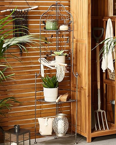 Étagère Angle Extérieur et Intérieur pour Plantes Noire 4 Niveaux Rangement pour Jardin ou Salle de Bain Traditionnelle et Romantique Beliani - Nail Gallerys