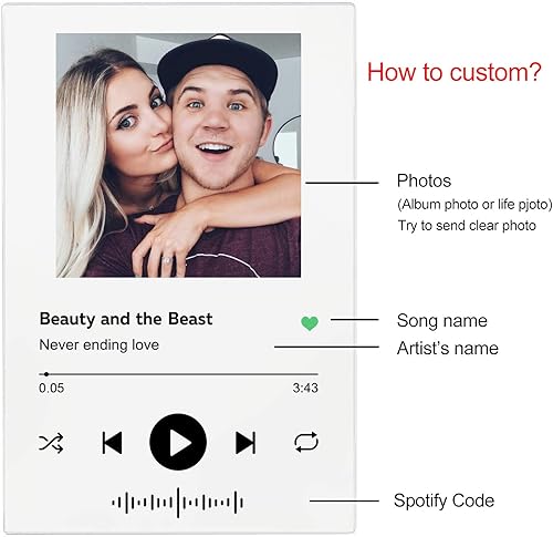 Chanson acrylique Spotify personnalisée - couverture d'album acrylique - Plaque musicale personnalisée - parfait les cadeaux d'anniversaire de la Saint-Valentin - Nail Gallerys