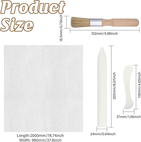 GLOBLELAND 2 outils de pliage d'os et 1 pinceau à colle Kits de Tissu de Reliure 78.74'X37.8' outil de Pliage en Tissu Reliure Pinceaux à Colle Matériau de Reliure Flexible pour Renforcer Dos Livres - Nail Gallerys