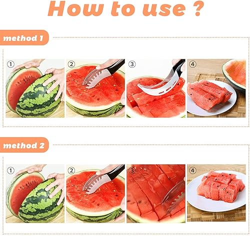 XiXiRan Couteau à Pastèque, Coupeur De Fruits En Acier Inoxydable, Coupeur De Melon Avec Lame De Coupe Crochetée, Couteau à Fruits Multifonctionnel De Papaye, Fruit Du Dragon, Coupeur De Cantaloup. - Nail Gallerys