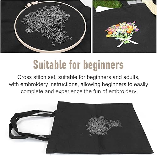 Dropfree Kit de DéMarrage de Broderie pour DéButants avec 1 Sac Fourre-Tout en Toile 1 de Cerceau à Broder et Aiguille-A - Nail Gallerys