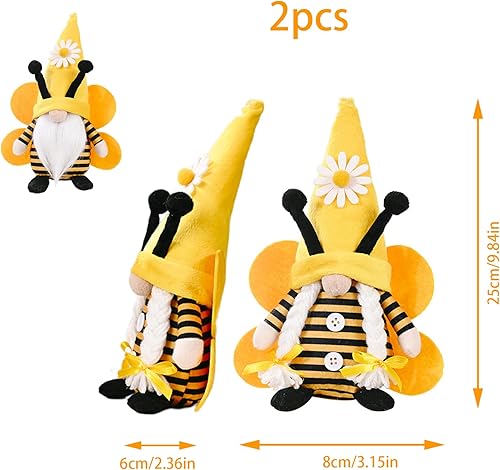 Yaoliucp 2pcs Gnomes d'abeilles avec Une Abeille Mignonne Ornement rayé Festival de décoration Abeille des Abeilles décorations de Noël Cadeau, décorations de Printemps pour la Maison - Nail Gallerys