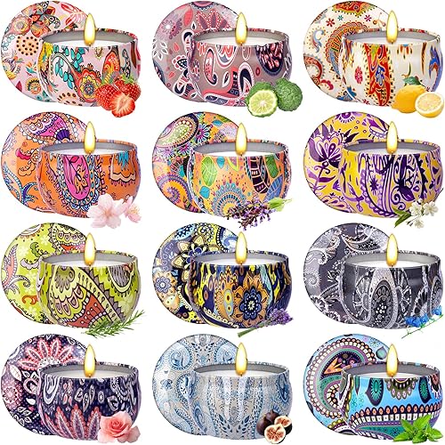 SUPERSUN Coffret cadeau de 12 bougies parfumées pour femme - Magnifique ensemble de bougies parfumées en cire de soja avec un parfum agréable pour l'aromathérapie, Noël et les mariages - Citron - Nail Gallerys