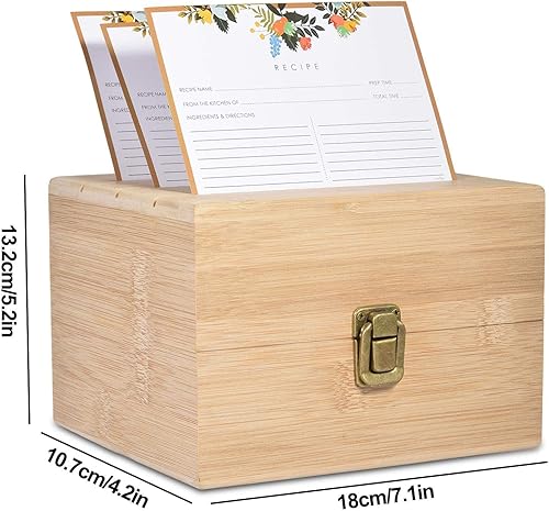 GIMOCOOL Boîte De Recettes Boîte À Fiches En Bois Organisateur De Boîte De Recette En Bois De Bambou De Cuisine Avec Fente Pour Porte-cartes Et 50 Cartes De Recettes Cadeau De Cuisine Parfait - Nail Gallerys
