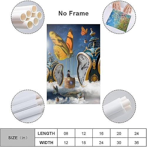 Impression sur toile de peinture sur toile de Salvador Dali (chiffres horloge abstraite) - Décoration murale pour chambre à coucher et salon - 30 x 45 cm - Nail Gallerys