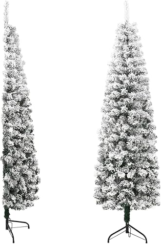 ARKEM Demi Sapin de Noël Artificiel Mince avec Neige floquée 180 cm,Sapin De Noel Artificiel,Cônes De Noël - Nail Gallerys