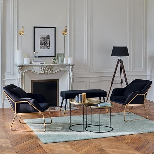 Atmosphera - Tables gigognes Basile - métal - Noir & doré - Nail Gallerys