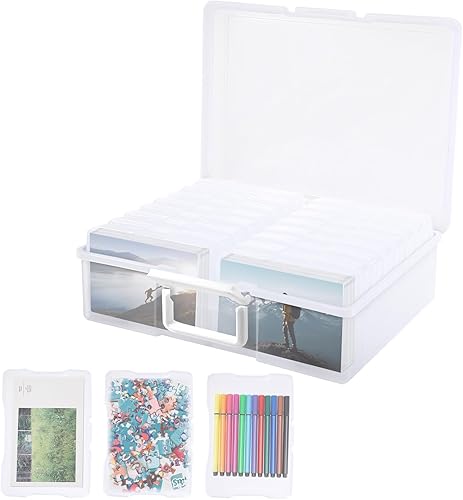 Qusedwey Grande boîte de rangement en plastique avec 16 pochettes, organisateur de photos, boîte de rangement pour cartes postales, photos, semences, cartes et - Nail Gallerys