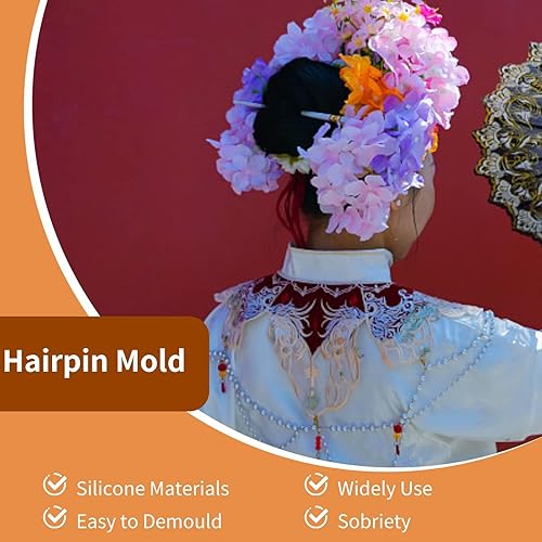 5PCS Moule à Cheveux en Résine, Moules à Épingles à Cheveux en Résine de Silicone Moules en Résine pour Épingles à Cheveux Moule en Silicone à Cheveux Faisant des Outils - Nail Gallerys