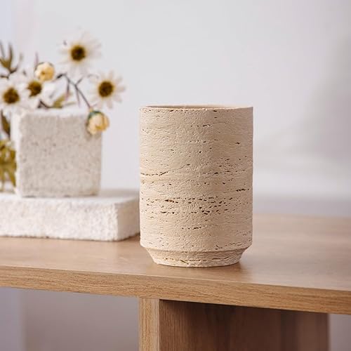 Homla NAIA Gobelet de salle de bain effet pierre 8 x 10,5 cm Bronze Grès durable - Nail Gallerys