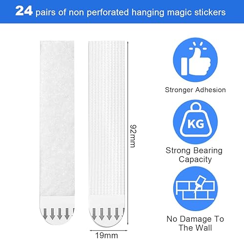 SGERUFZ 48 pièces adhésif double face Extra Fort, Bandes pour affiches, résidu crochets, tableau, fixation murale sans Dommage, languette accroches tableaux, attache cadre Cadres et Décos(Blanc) - Nail Gallerys