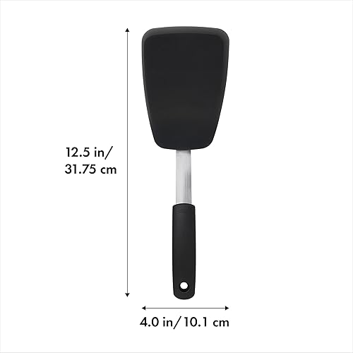 OXO Good Grips – Grande spatule flexible en silicone - Spatule de cuisine antiadhésive et thermorésistante - Silicone, Acier inoxydable, Noir - Nail Gallerys