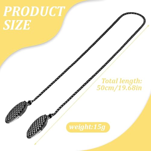 RAMGLYO Chaîne de serviette avec pinces en acier inoxydable, chaîne de bavoir avec pinces, chaîne de serviette avec clip pour adultes, seniors et enfants (48 cm) (Noir) - Nail Gallerys