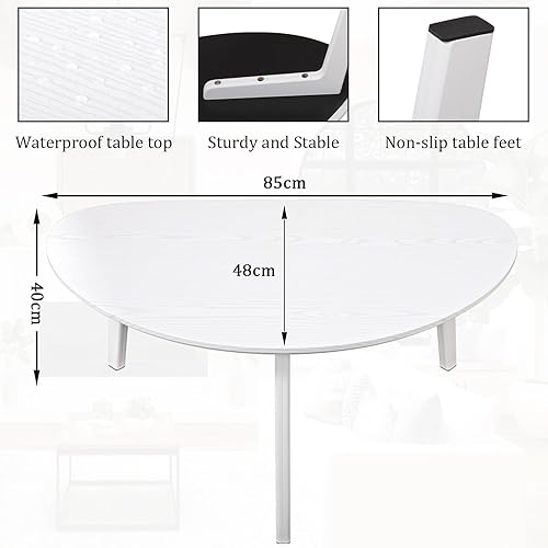 WDSHIYI Table basse ovale en bois, table basse ovale du milieu du siècle moderne chic pour les petits espaces, salon, texture en bois naturel, table triangulaire, assemblage facile, noir 85 x 48 x 40 - Nail Gallerys