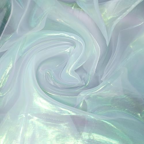 3 mètres Magic Laser Lace Fabric Tissu, Iridescent tissu holographique laser arc-en-ciel magique, tissu irisé 59 pouces, tissu à paillettes, tissu organza dégradé, dentelle pour photographie mariage - Nail Gallerys