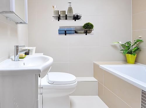 Eitida Étagères de Rangement décoratives,Lot de 2 étagères Flottantes murales en bois rustique pour chambre à coucher, salle de bain, salon et Cuisine，Présentoir en bois (grand et petit) Gris - Nail Gallerys