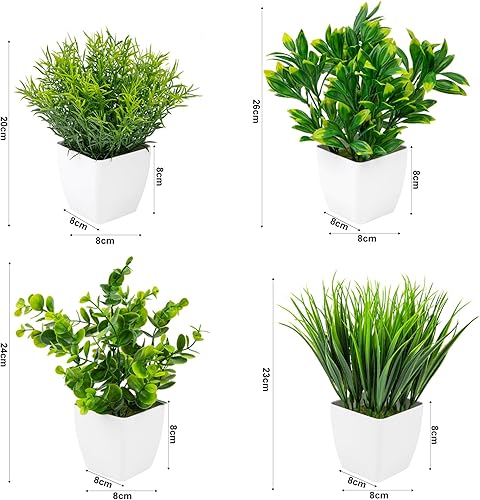 Woltoy 4 Pièces Plantes Artificielles Intérieur Fausse Plantes en Pot Fausse Plantes Intérieur Plante Artificielle Plastique pour Bureau Table Chambre Cuisine Salle DdBain Décoration de La Maison - Nail Gallerys