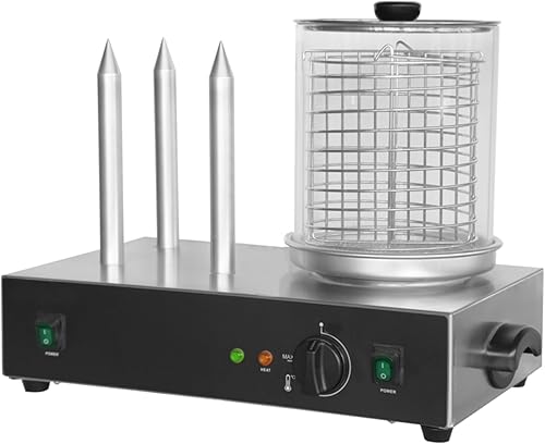 Chauffe Hot Dog Électrique 3 Plots 700W Machine à Hot Dog Professionnelle en Inox Chauffe-Saucisses avec Récipient en Verre et Température Réglable 50-350°C Appareil Idéal pour Restauration Rapide. - Nail Gallerys