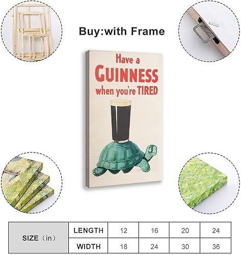 BQUWR Poster Guinness Irish Stout rétro sur toile - Impression sur toile - 20 x 30 cm - Nail Gallerys