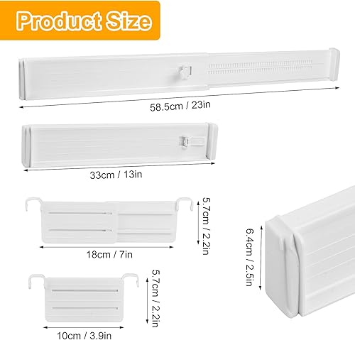 YILANJIN Separateur Tiroirs avec 6 Inserts, Lot de 4 Organisateur Tiroir Réglables, Rangement Extensibles de 33 à 58.5 cm, pour Chambre Salle de Bain Cuisine Vanité Réfrigérateur Bureau Organisation - Nail Gallerys