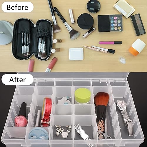 2 Boîtes de rangement en plastique à 36 compartiments, Boîte de rangement à compartiments pour petites pièces, Boîte de tri réglable pour ranger des vis, des perles, des boucles d'oreilles - Nail Gallerys
