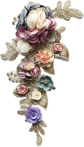 2pcs Patch en Dentelle Broderie Applique Fleur à Coudre 3D Florale Perlé Patchs Applique en Dentelle Patchs Brodés Couture Garnitures pour DIY Robe de Mariée Patch Vêtements Accessoires - Nail Gallerys