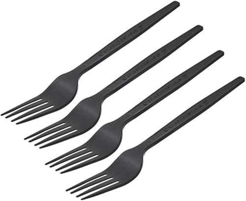 MAQA 50 pcs Fourchettes en plastique noir réutilisables, Fourchette compostable 16 cm, Ensemble de couverts fourchette bio noir - Nail Gallerys