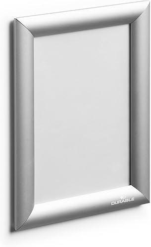 Durable - Cadre clipsable en aluminium A5 - Pour l'affichage de vos documents - Fixation adhésive et vis inclus - 1 pièce, Argenté - Nail Gallerys