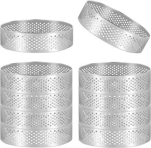 Tagtight Lot de 15 Anneaux Cercle à Tarte en Acier Inoxydable, Cercle Perforé Patisserie, Anneau de Mousse de Gâteau, Cercles à Tartelette Perforé Résistant à la Chaleur, Anneau à Tarte de Pâtisserie - Nail Gallerys