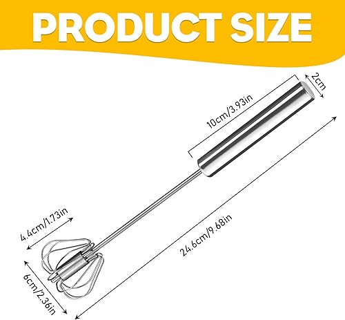 VIDSTW Fouet Semi-Automatique en Acier Inoxydable, Fouet Cuisine Argent, Batteur Manuel Rotation à 360 Degrés pour Mélanger les œUfs, la Crème, la Vinaigrette, la Sauce, les Jaunes D'œufs - Nail Gallerys